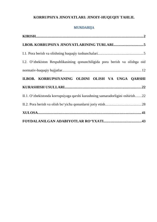 KORRUPSIYA JINOYATLARI JINOIY-HUQUQIY TAHLIL