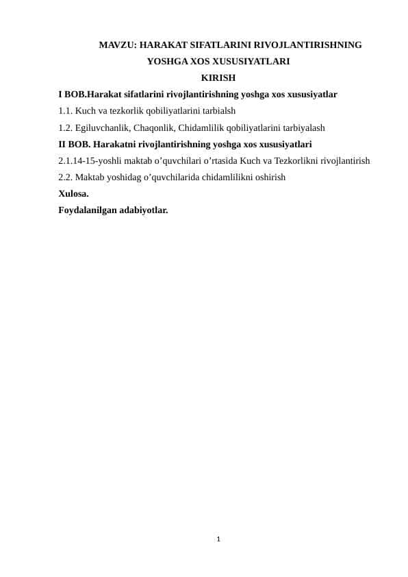 HARAKAT SIFATLARINI RIVOJLANTIRISHNING YOSHGA XOS XUSUSIYATLARI