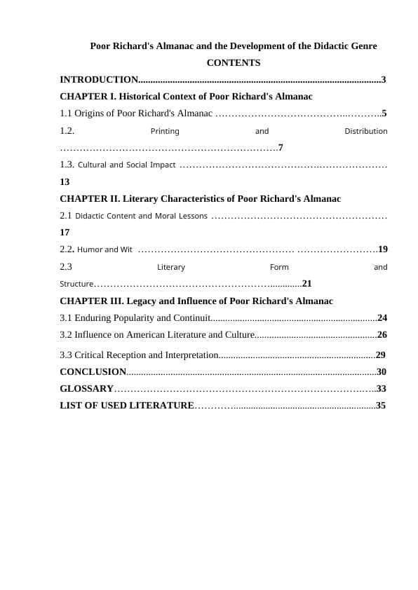 Poor Richard's Almanac and the Development of the Didactic Genre