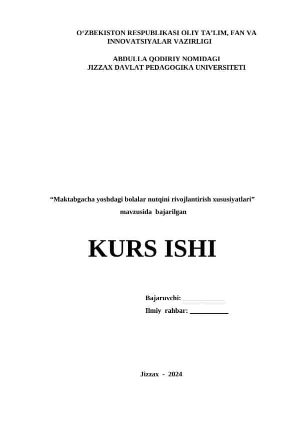 Maktabgacha yoshdagi bolalar nutqini rivojlantirish xususiyatlari