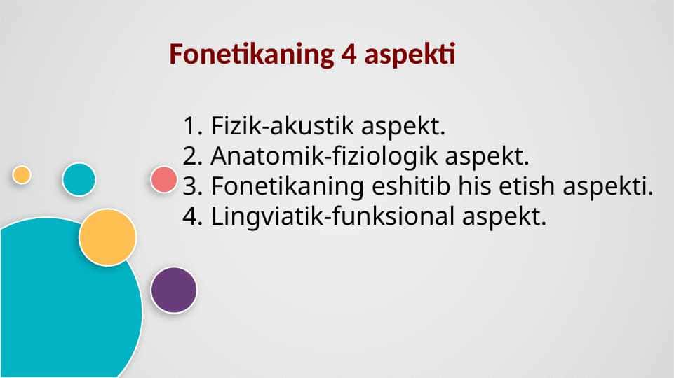 Fonetikaning to‘rt aspekti