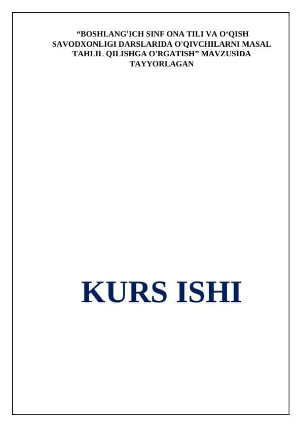 BOSHLANG'ICH SINF ONA TILI VA O‘QISH SAVODXONLIGI DARSLARIDA O'QIVCHILARNI MASAL TAHLIL QILISHGA O'RGATISH