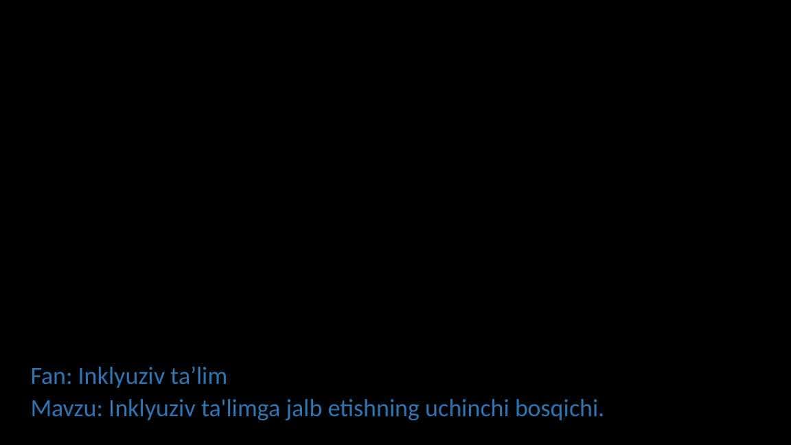 Inklyuziv ta'limga jalb etishning uchinchi bosqichi