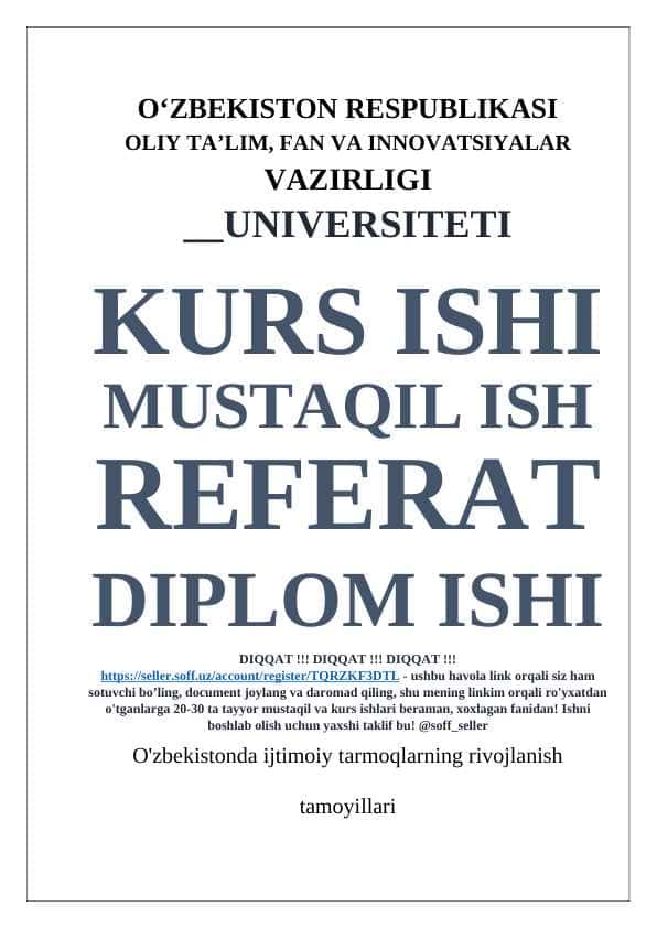 O'zbekistonda ijtimoiy tarmoqlarning rivojlanish tamoyillari