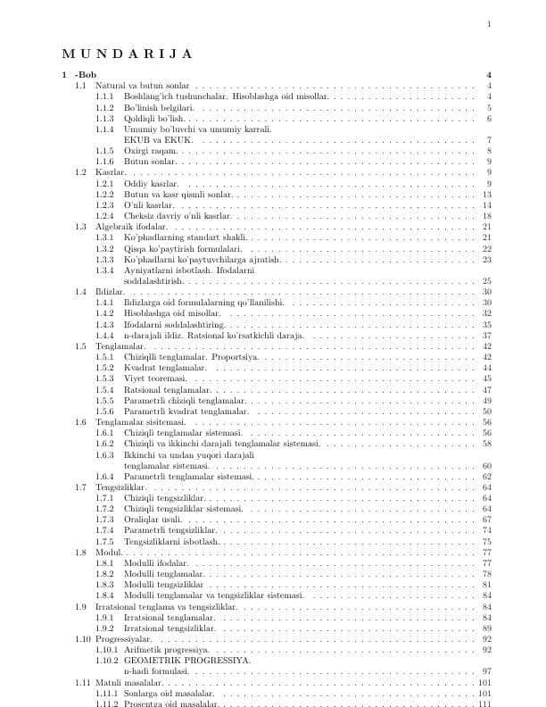 Matematika. Mavzulashtirilgan testlar