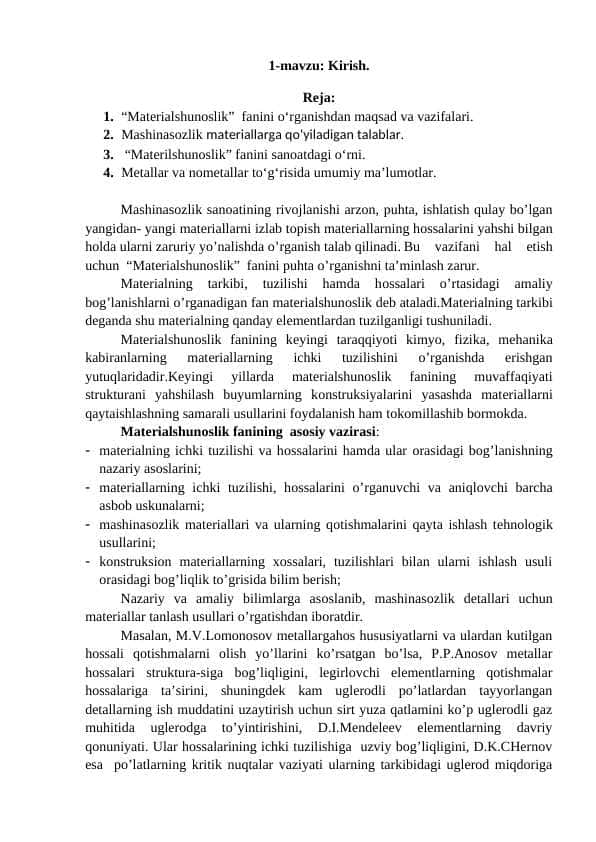 “Materialshunoslik”