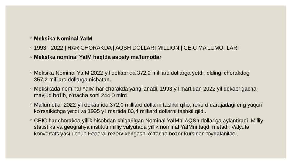 Meksika Nominal YaIM