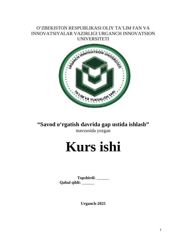 Savod o‘rgatish davrida gap ustida ishlash