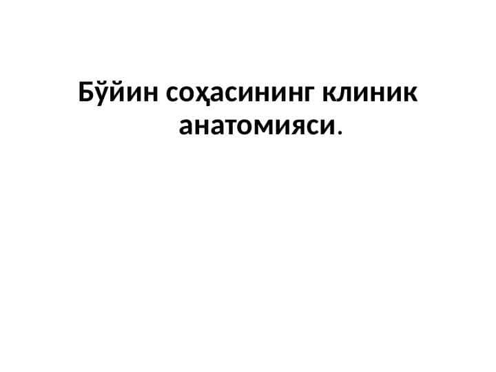 Bo‘yin soxasining kilinik anatomiyasi