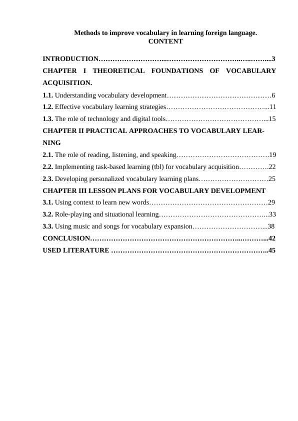 Methods to improve vocabulary in learning foreign language.