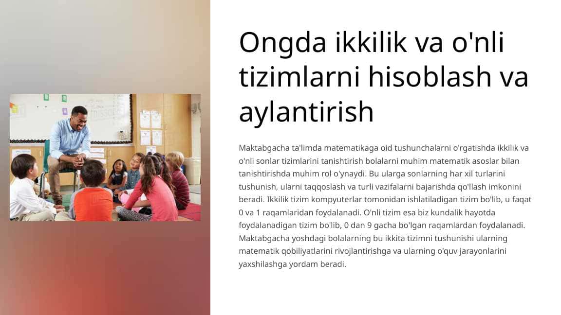 Ongda ikkilik va oʻnlik tizimni hisoblash
