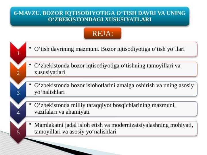 BOZOR IQTISODIYOTIGA O‘TISH DAVRI VA UNING O‘ZBEKISTONDAGI XUSUSIYATLARI