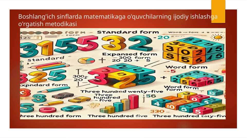 Boshlang'ich sinflarda matematikaga o'quvchilarning ijodiy ishlashga o'rgatish metodikasi