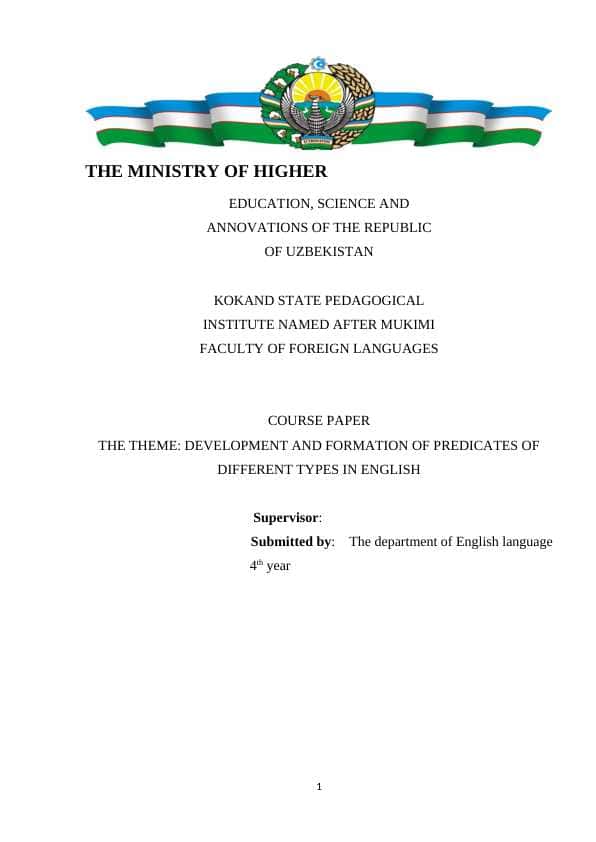 DEVELOPMENT AND FORMATION OF PREDICATES OF DIFFERENT TYPES IN ENGLISH