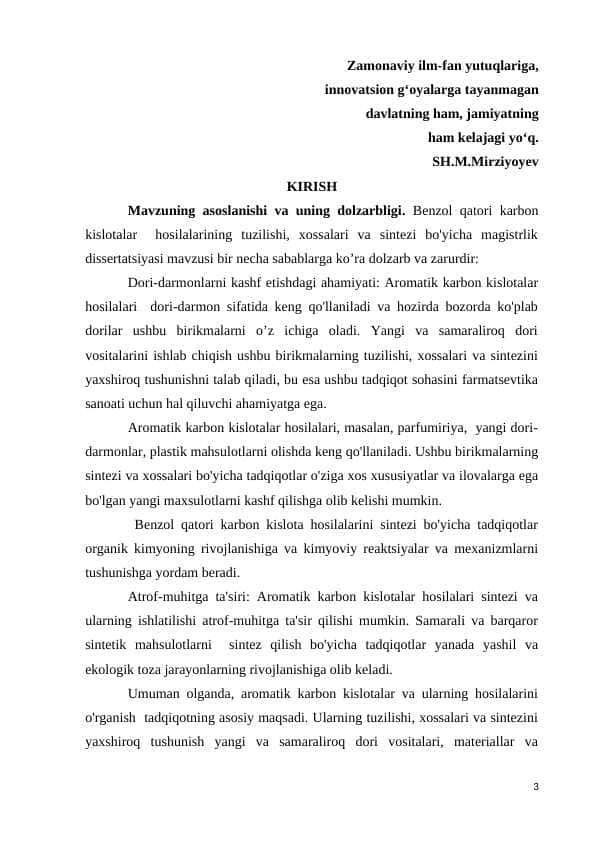 BENZOL QATORI KARBON KISLOTALAR HAQIDA ASOSIY MA’LUMOT