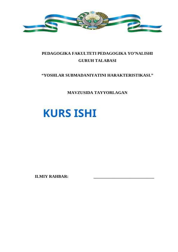 YOSHLAR SUBMADANIYATINI HARAKTERISTIKASI