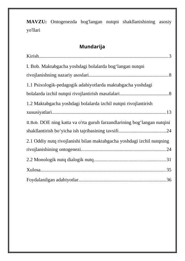Ontogenezda bog'langan nutqni shakllanishining asosiy yo'llari