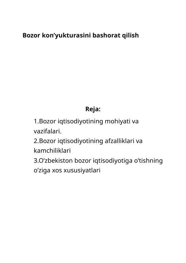 bozor konyukturasini bashorat qilish
