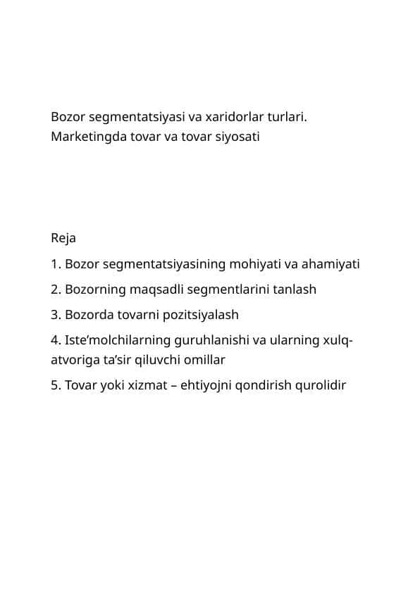 Bozor segmentatsiyasi
