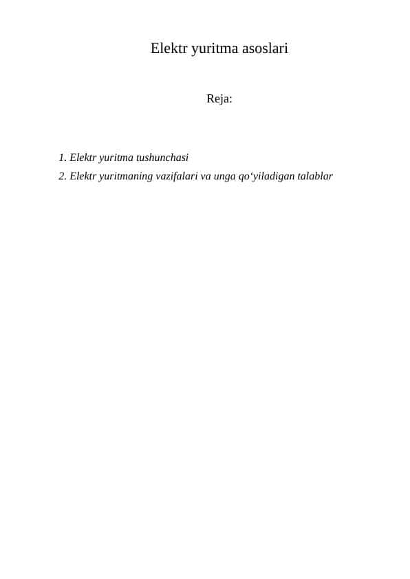 Elektr yuritma asoslari