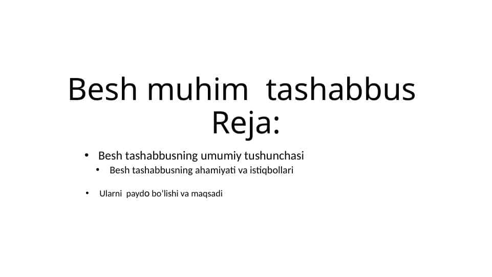 Besh muhim tashabbus