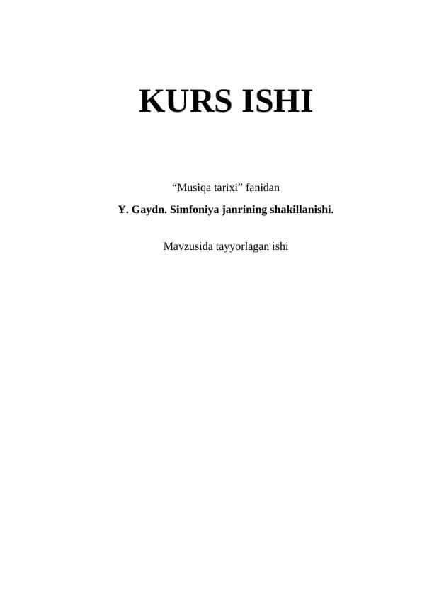 Y. Gaydn. Simfoniya janrining shakillanishi