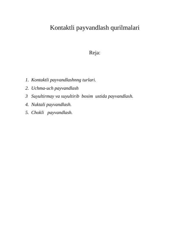 Kontaktli payvandlash qurilmalari