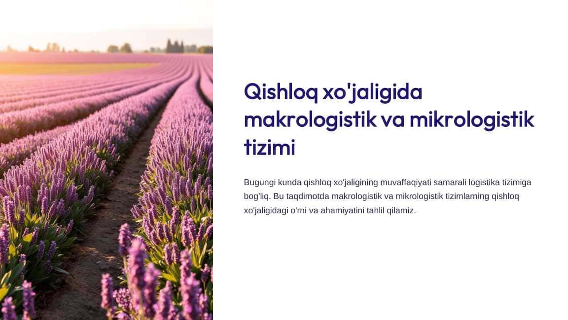 Qishloq xojaligida makrologistik va mikrologistik tizimi