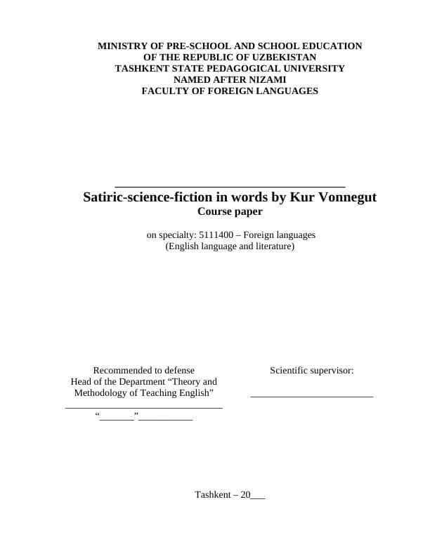 Satiric-science-fiction in words by Kur Vonnegut