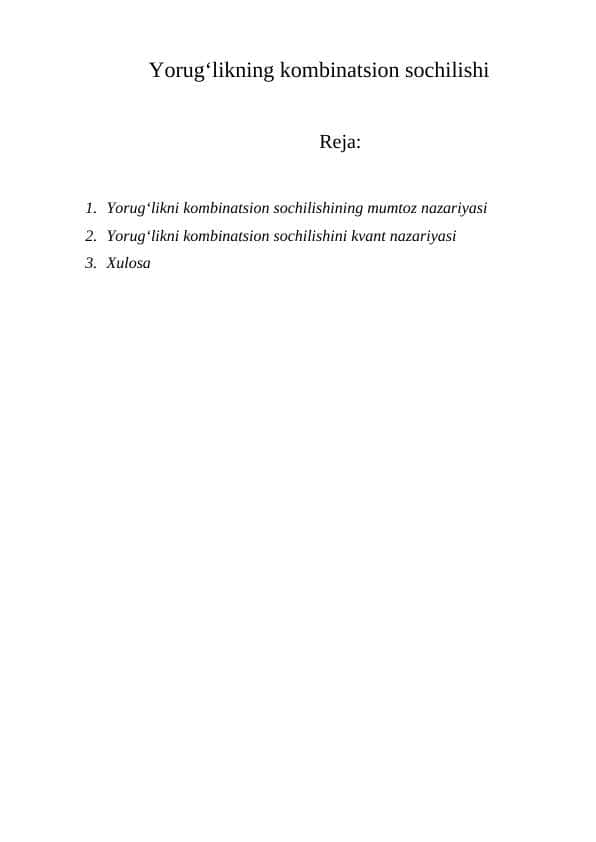 Yorug‘likning kombinatsion sochilishi