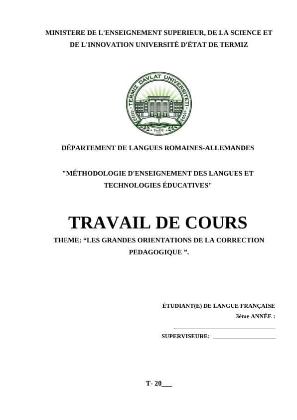 LES GRANDES ORIENTATIONS DE LA CORRECTION PEDAGOGIQUE