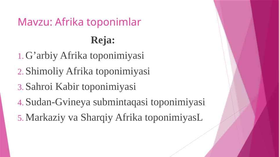 Afrika toponimlar
