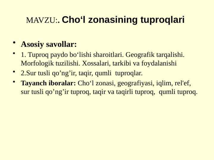 Cho‘l zonasining tuproqlari