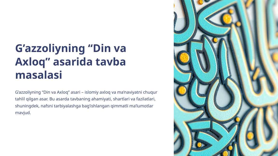 G’azolliyning tavba asari “ Din va Axloq” Dinshunoslik | YANGI TAQDIMOT