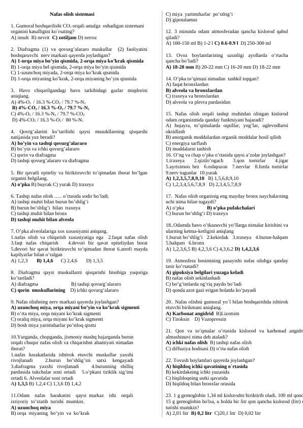 Nafas olish sistemasi