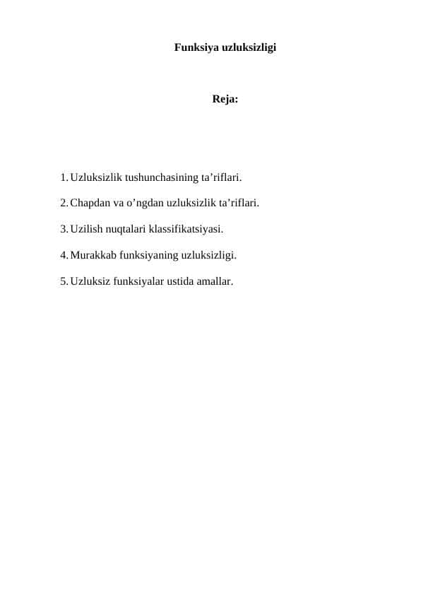 Funksiya uzluksizligi