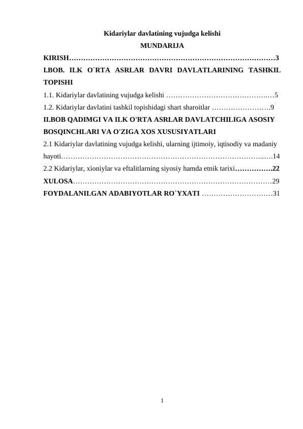 Kidariylar davlatining vujudga kelishi