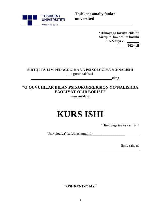 O‘QUVCHILAR BILAN PSIXOKORREKSION YO‘NALISHDA FAOLIYAT OLIB BORISH