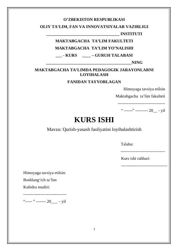 Qurish-yasash faoliyatini loyihalashtirish