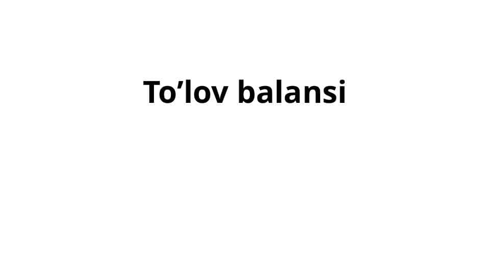 To’lov balansi