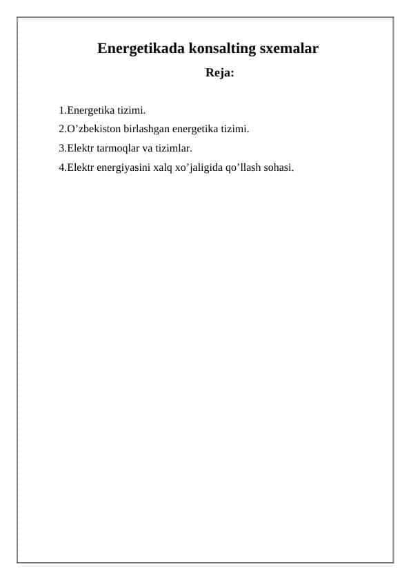Energetikada konsalting sxemalar