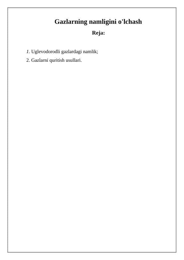 Gazlarning namligini o‘lchash