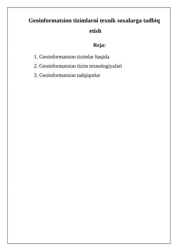 Geoinformatsion tizimlar