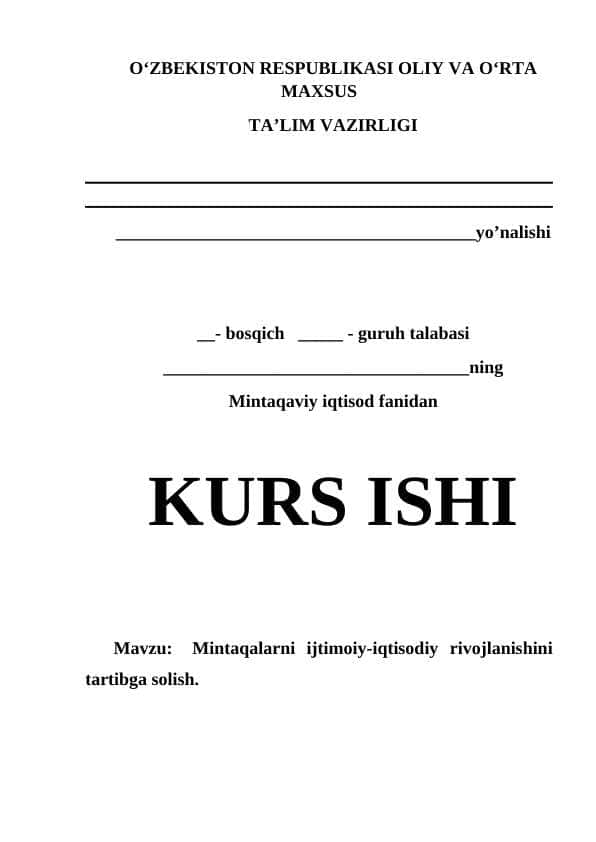 Mintaqalarni ijtimoiy-iqtisodiy rivojlanishini tartibga solish