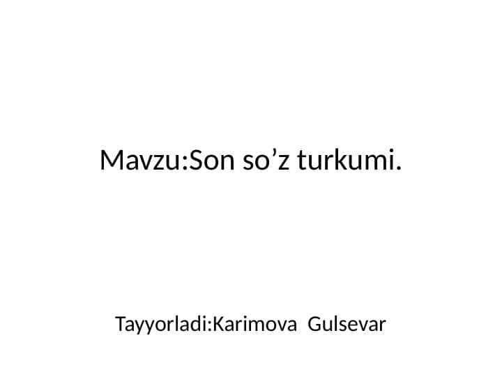 Son so‘z turkumi