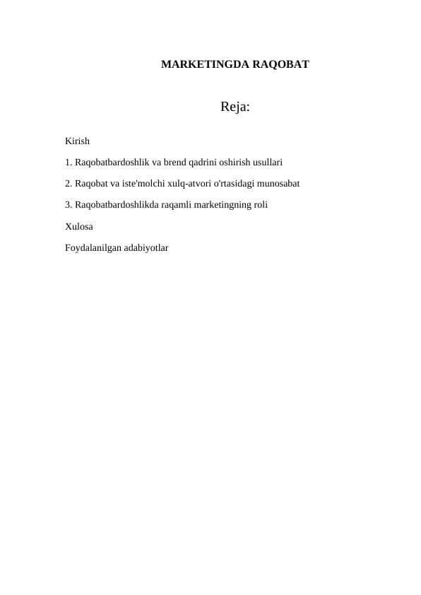 MARKETINGDA RAQOBAT