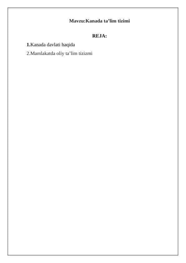 Kanada ta’lim tizimi