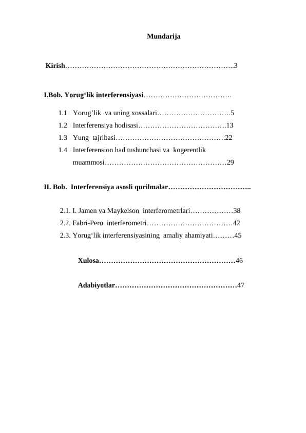 Yorug‘lik interferensiyasini о‘rganish