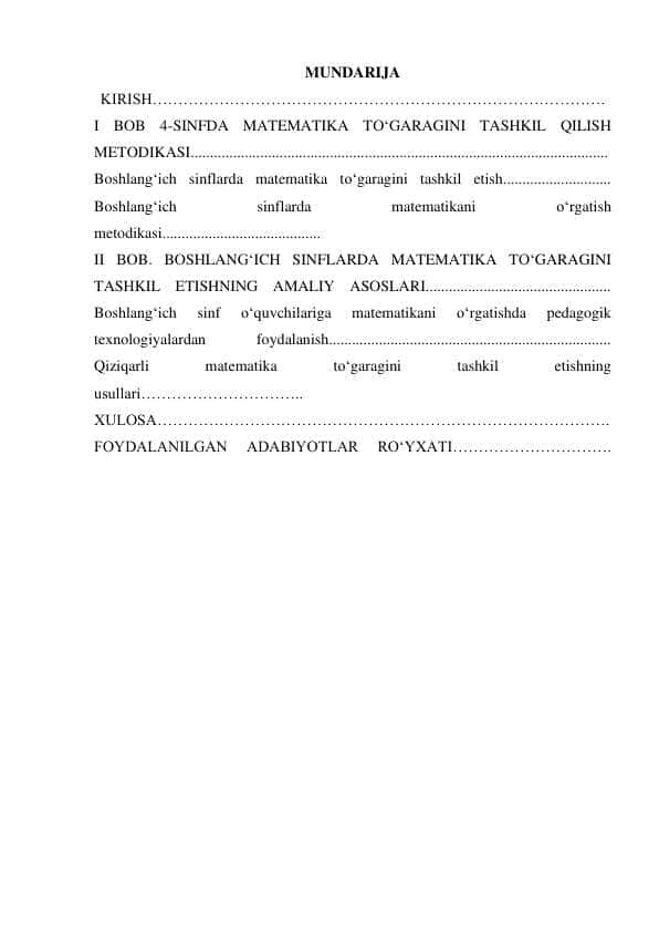 MATEMATIKA FANLARIDAN DARSDAN TASHQARI MASHG‘ULOTLARNI TASHKIL QILISH METODIKASI