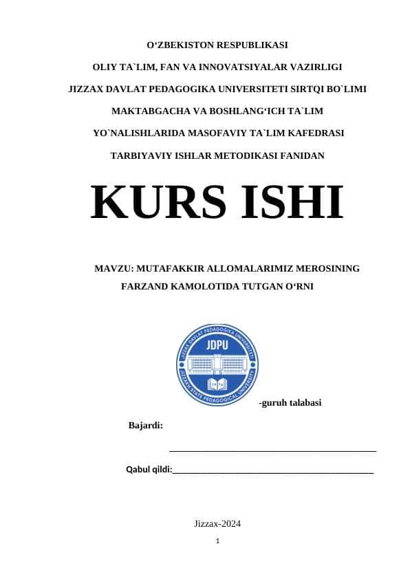 MUTAFAKKIR ALLOMALARIMIZ MEROSINING FARZAND KAMOLOTIDA TUTGAN O‘RNI